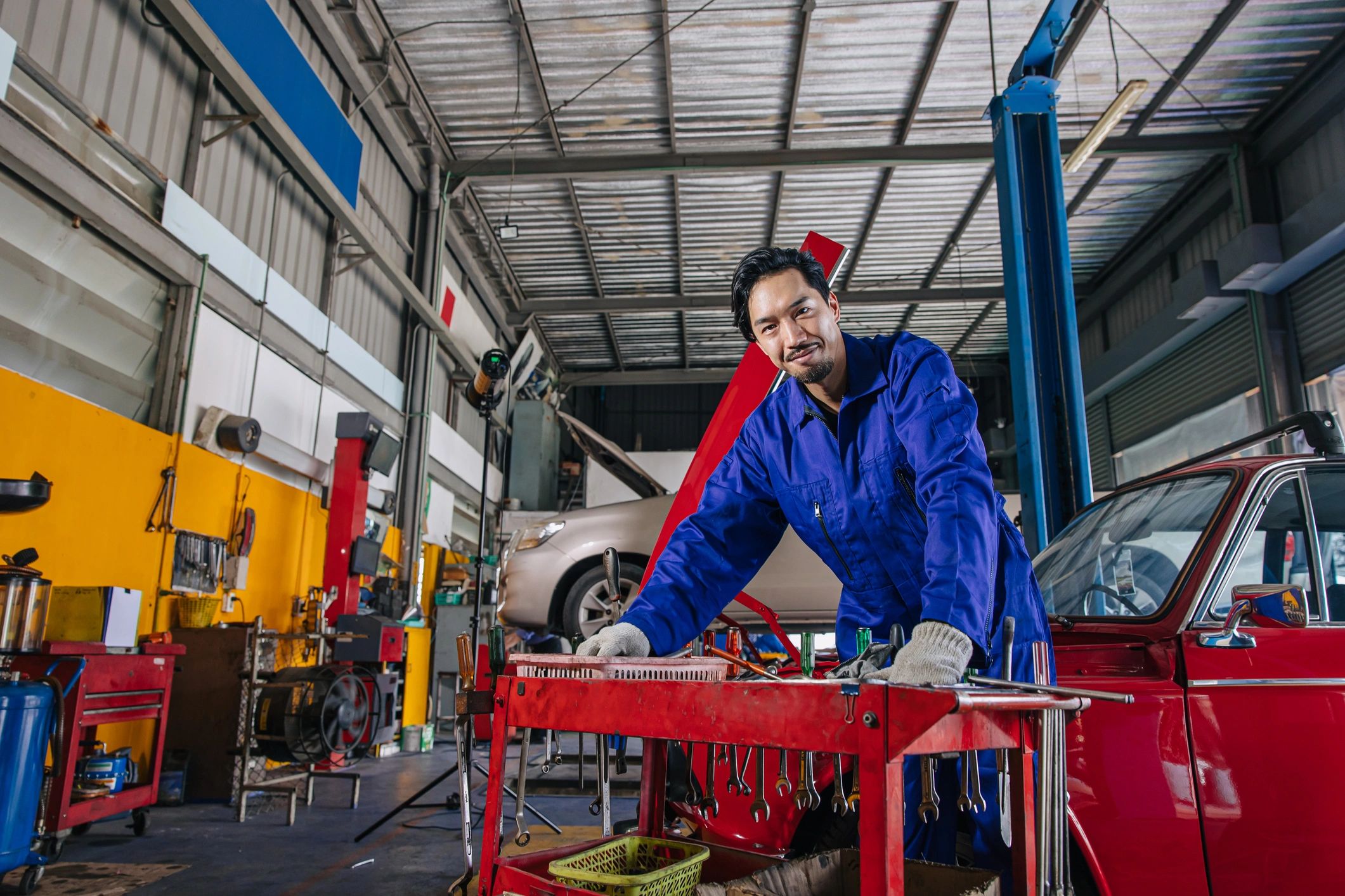 Japanese car in repair shop